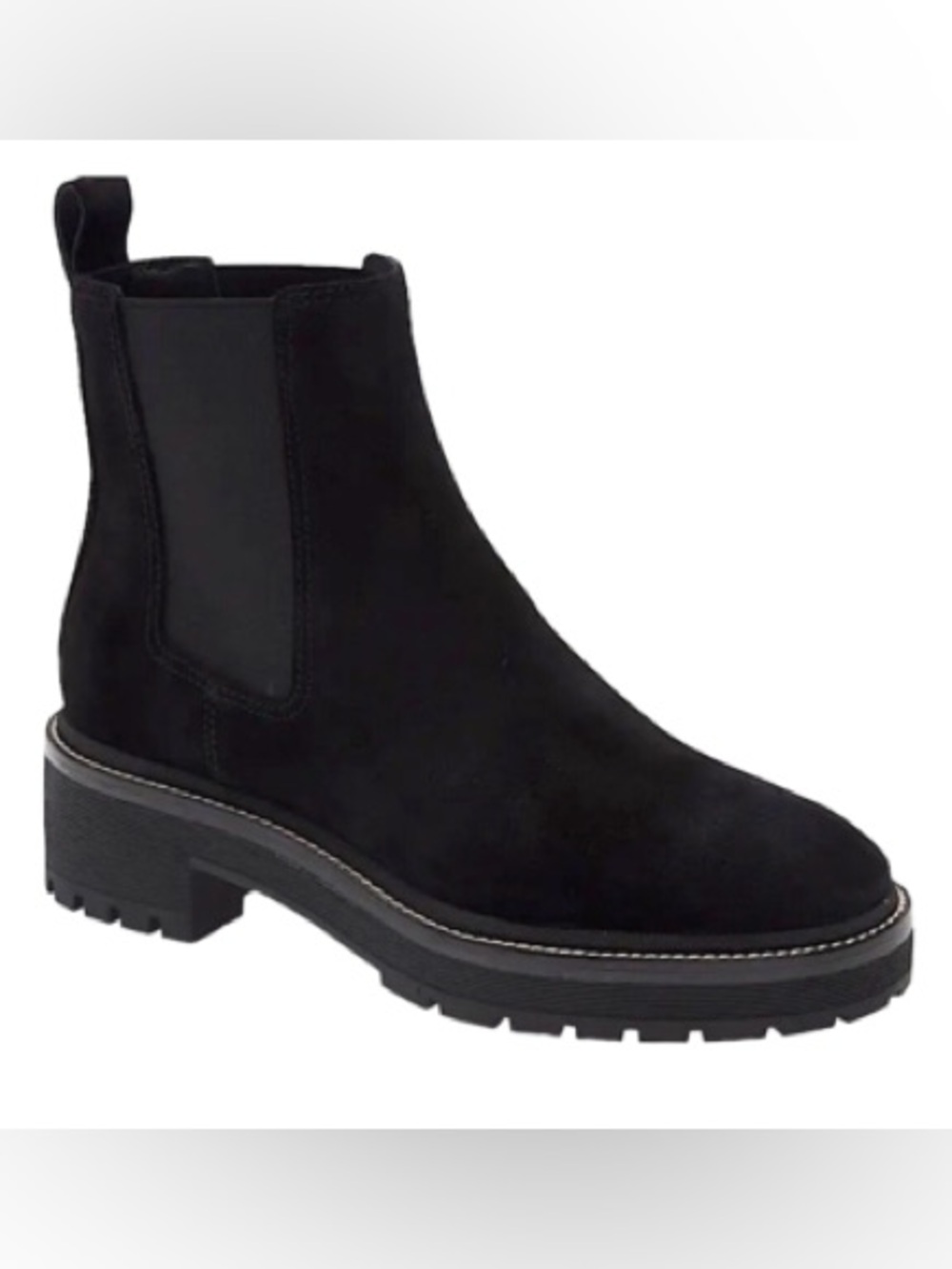 NEW IN BOX Tory Burch Chelsea 50mm Lug Bootie In Black Suede Leather Size 8.5